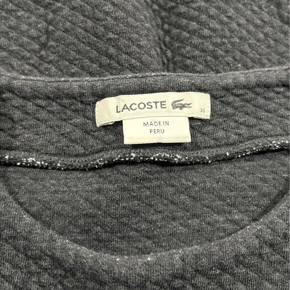 Lacoste Devanlay Waffle Knit Pullover Sweatshirt Sweater Tunic Top Gray Sz 36 - Picture 6 of 10